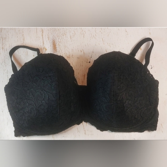 Smart and Sexy Black Lace Balconette Bra Size 42DD Adjustable Convertible Straps - Picture 3 of 11
